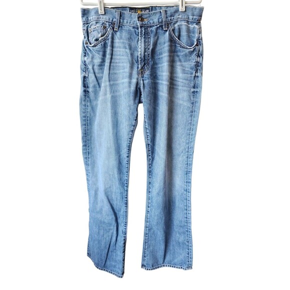 Lucky Brand 455 Relaxed Bootcut Wide Leg Jeans Men's 32X34 Distressed Denim USA - Picture 1 of 14